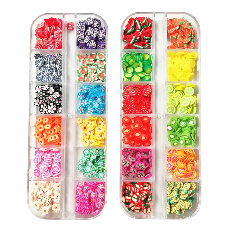 

Mixed Styles 3D Fruit / Flower Tiny Slices Sticker Polymer Clay Designs Slice Nail Art Decors Women Nail Art Tips Fruit Slice