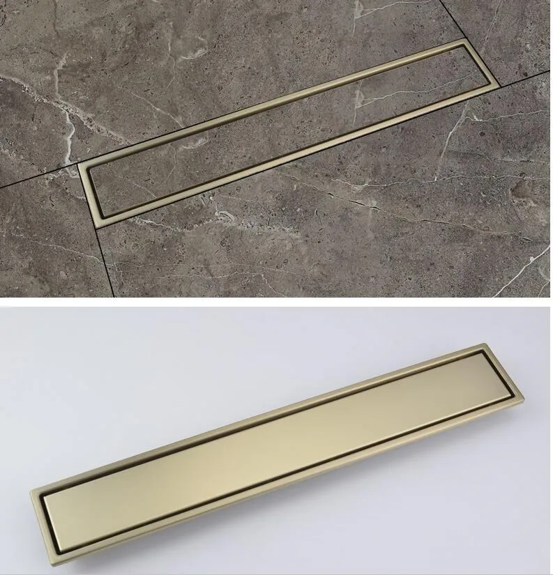 

2021NEW Brush gold Floor Drain SUS floor Conceal drain long Linear drainage Channel drain for hotel bathroom kitchen floor Black