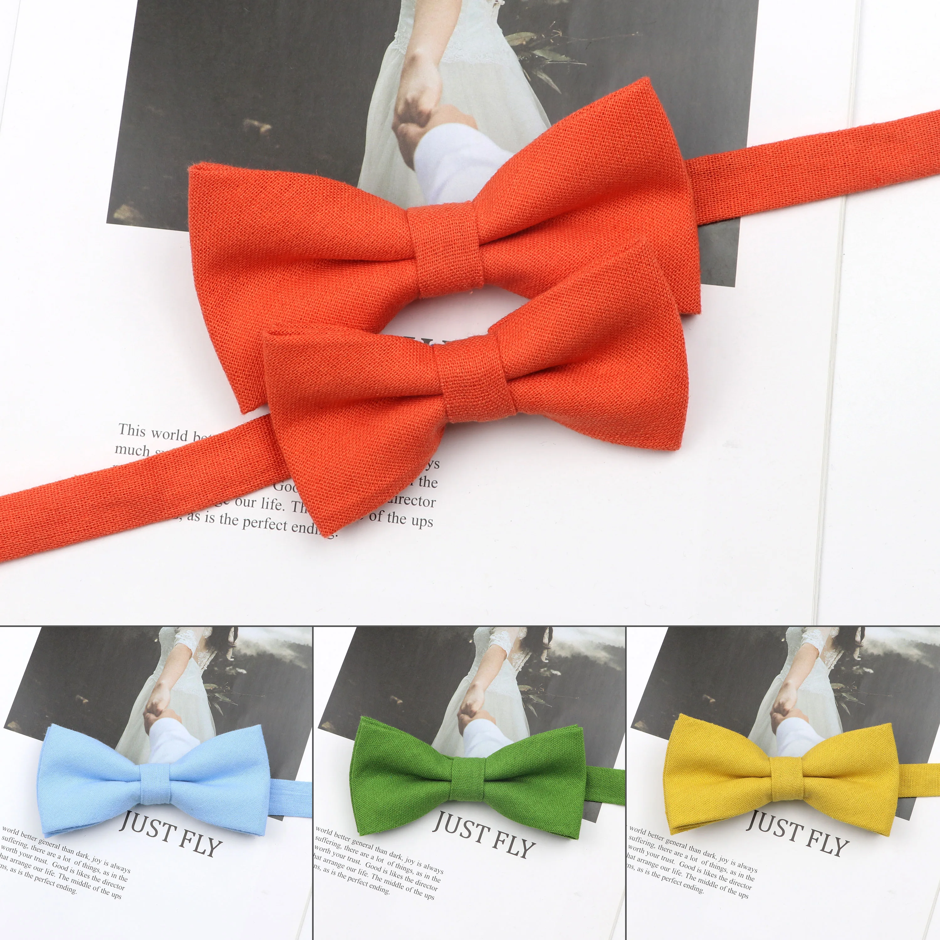 Lovely Candy Color Bowtie For Men Kids Pet Classic Shirts Cotton Bow Tie Blue Green Pink Butterfly Cravats Wedding Accessory |
