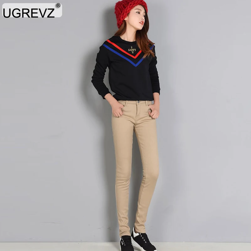 W13-333Khaki Женские джинсы с высокой талией, узкие брюки, плюс размер, утепленные, эластичные удобные брюки, женские зимние узкие брюки ярких цветов - Цвет: W13-333Khaki