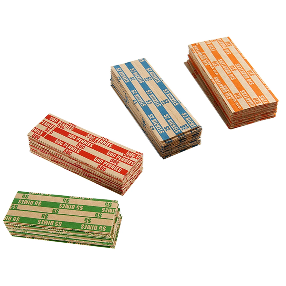 300/500/600/1000Pcs Kraft Paper Cent Dollar Coin Wrappers Assorted Striped Storage Bag Pouch Gift Wraped | Дом и сад