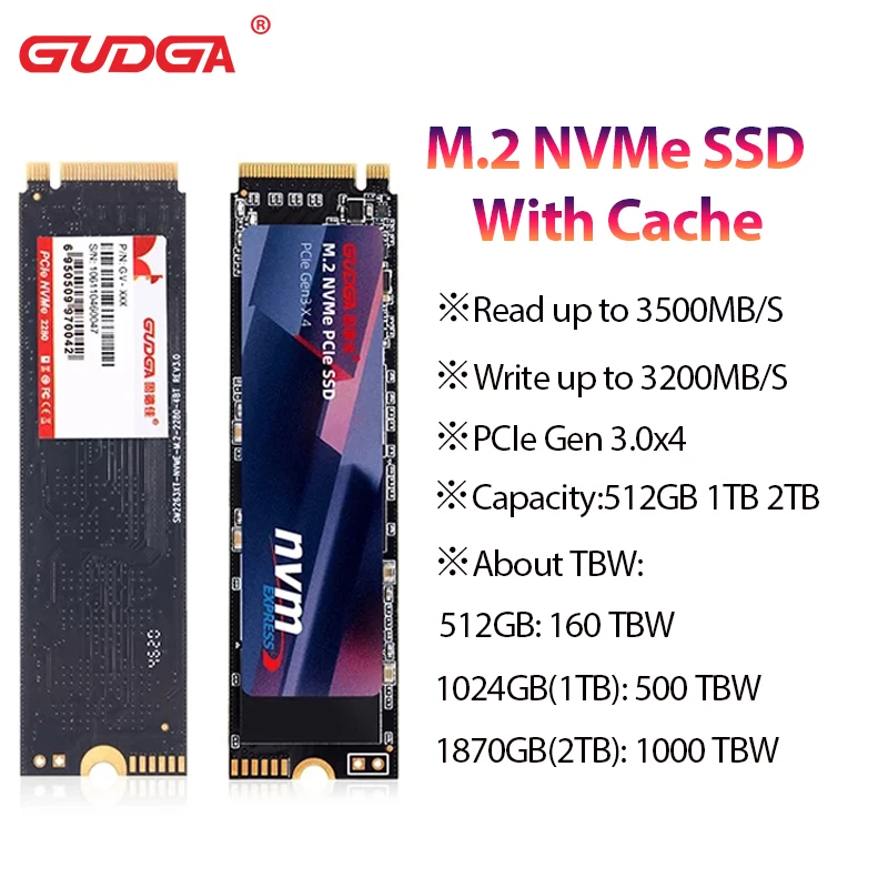 GUDGA M.2 NVMe SSD с Dram 1 ТБ 2 M2 PCIe NVME 2280 твердотельный жесткий диск внутренний высокой