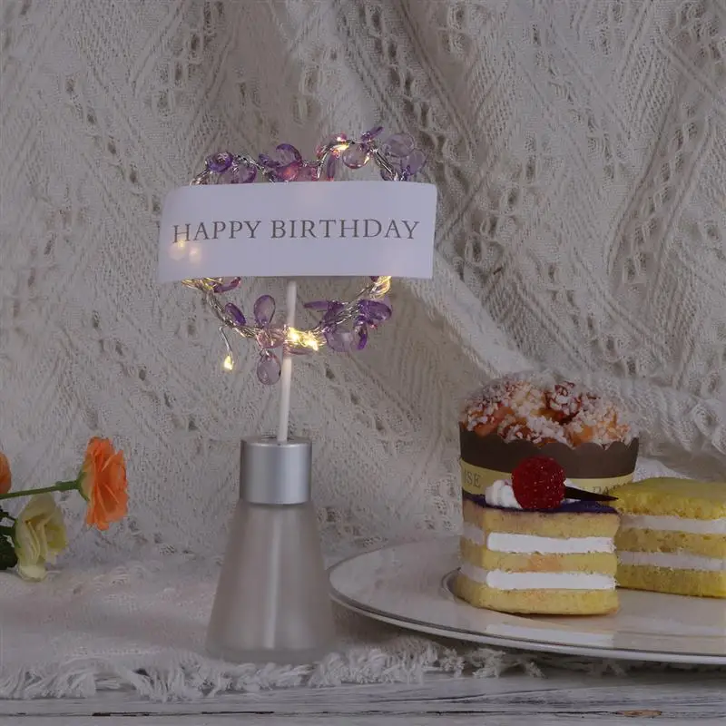 Светящийся торт с днем рождения со стразами в форме сердца Кекс Маффин еда