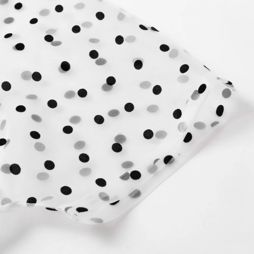 Весна и лето 2020 Новая Мода Простая рубашка воротник органза горошек цветок с