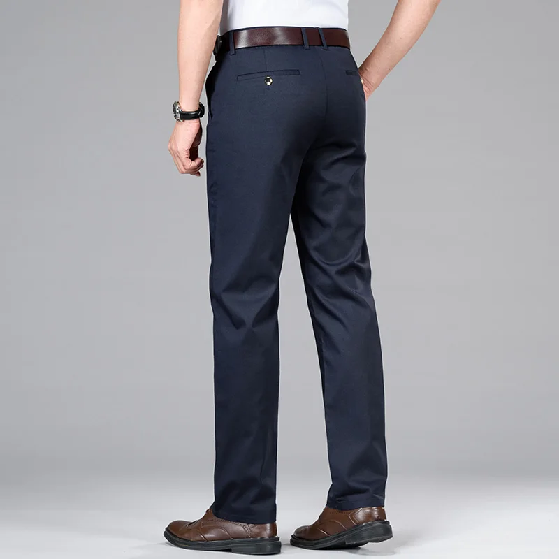 

NIGRITY 2019 New 4 color straight casual pants men's new business Tencel slim trousers men's black khaki large size 42