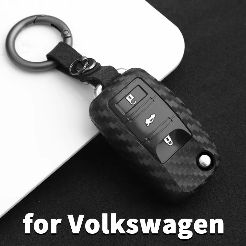 Карбоновый Чехол для автомобильного ключа VW Volkswagen Golf 4 5 6 Bora Jetta POLO Skoda Superb Octavia Fabia