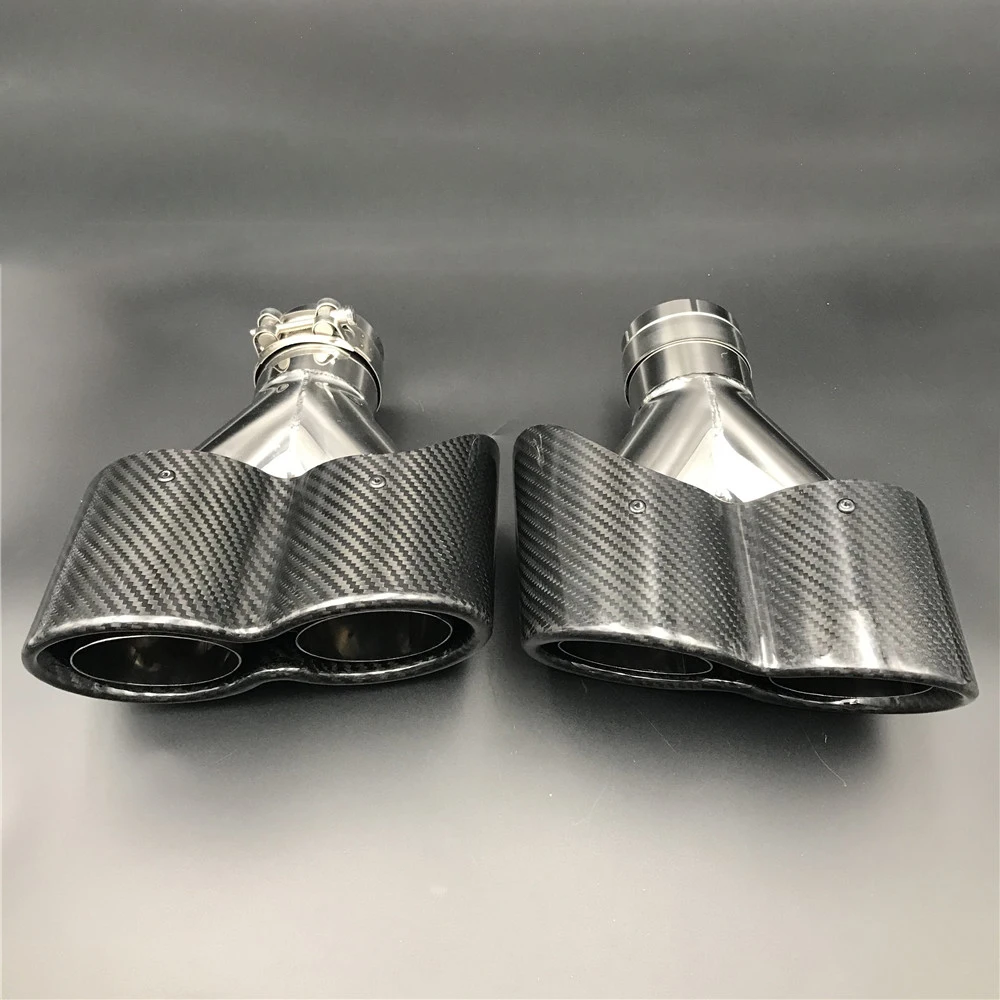 1 пара овальные двойные выпускные Y Тип глянцевые черные выхлопные трубы