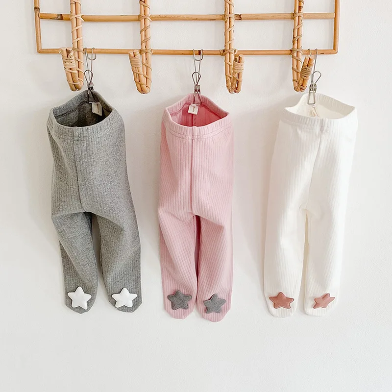 

Осень-зима 2022, милые однотонные леггинсы из мягкой ткани с рисунком звезды для маленьких мальчиков и девочек колготки из чистого хлопка для малышей от 0 до 1 лет
