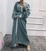 djellaba kaftan abaya dubai turkey muslim hijab dress shiny soft puff sleeves muslim dress satin abayas for women islam caftan