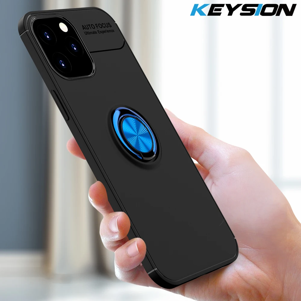 Ударопрочный чехол KEYSION для iPhone 12 Pro Max мягкий силиконовый с металлическим кольцом