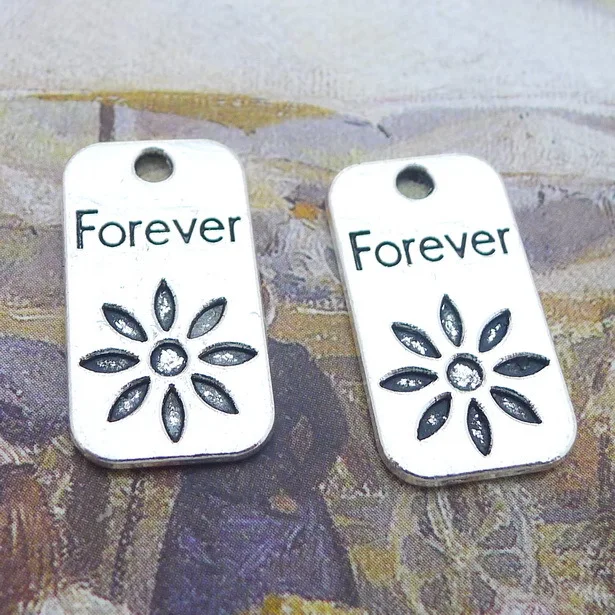 

10 PCS/Lot 13mm*23mm Pendant Antique Silver Color Flower Pattern disc Charms For DIY Jewelry Making DIY