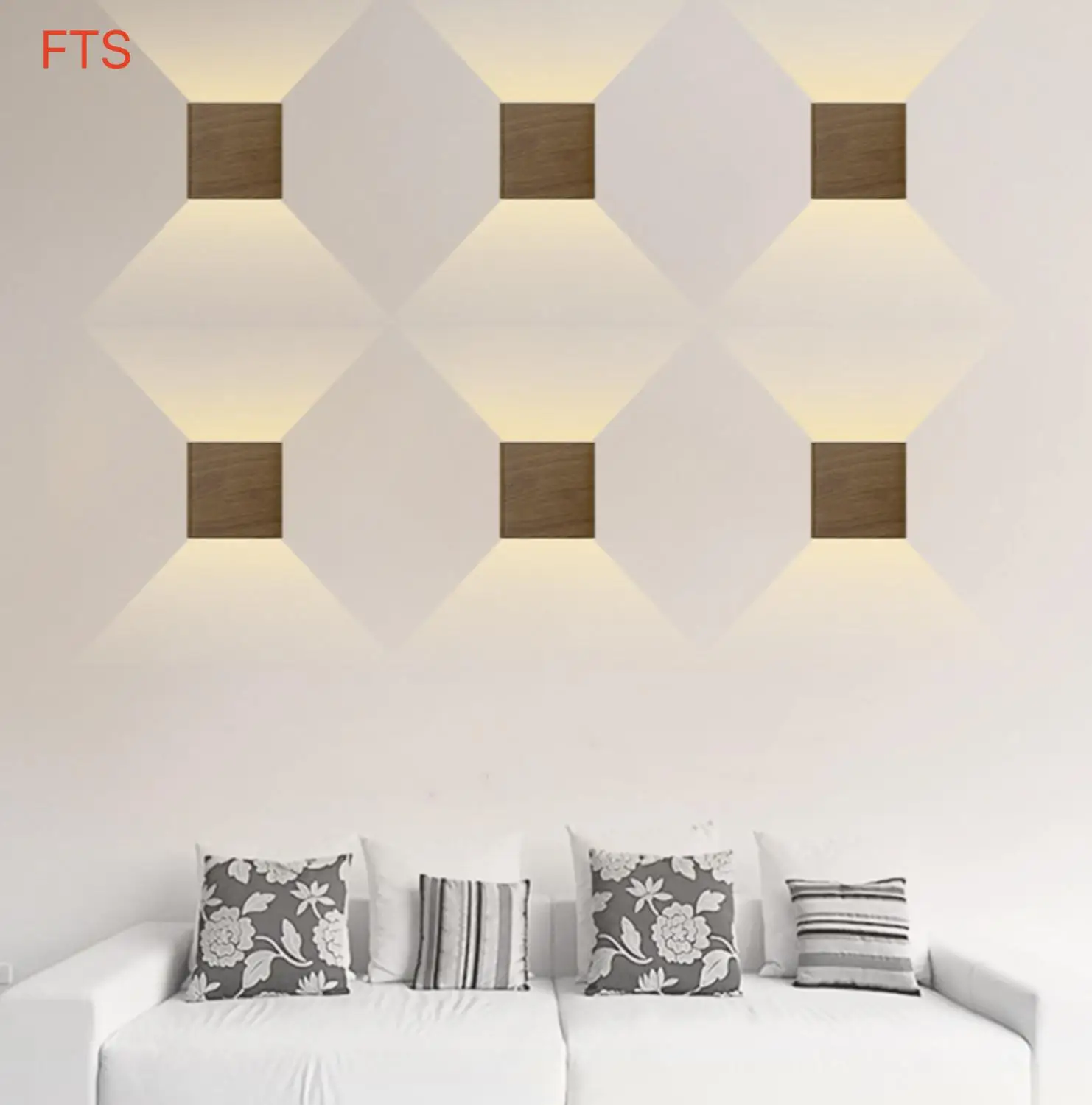 

Creative led wall light bedroom living room wall modern minimalist aisle hotel wood grain color wall lamp
