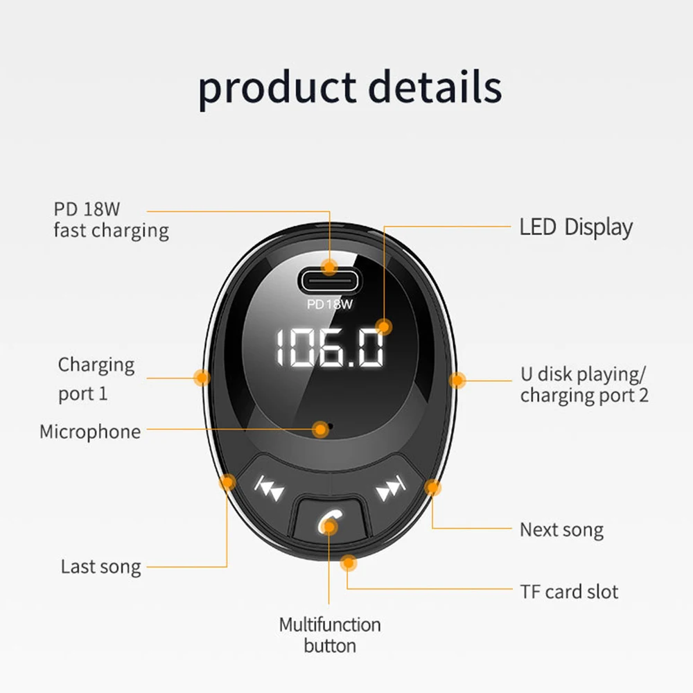 AOSHIKE автомобильный fm передатчик Bluetooth 5 0 mp3 плеер Быстрая зарядка 3.1A адаптер