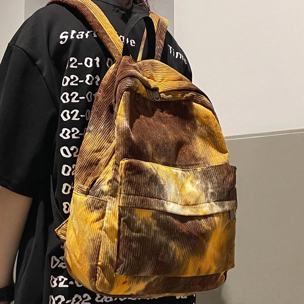 Женский вельветовый рюкзак в полоску крутая Женская винтажная школьная сумка