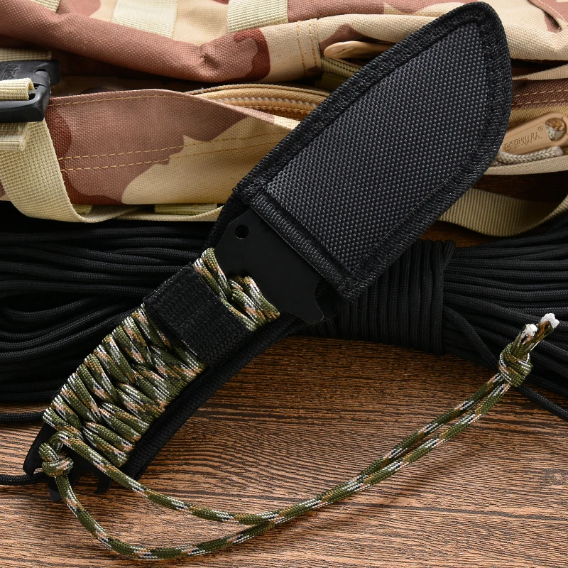 

9.06'' Fixed Blade Knife Outdoor Survival Tactical Knife Camping Combat Hiking Hunting Knives With Sheath Self-defense EDC Tools
