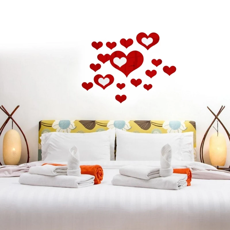 

16pcs Love Heart Acrylic Mirror Wall Stickers Decal DIY Home Romantic Art Decor