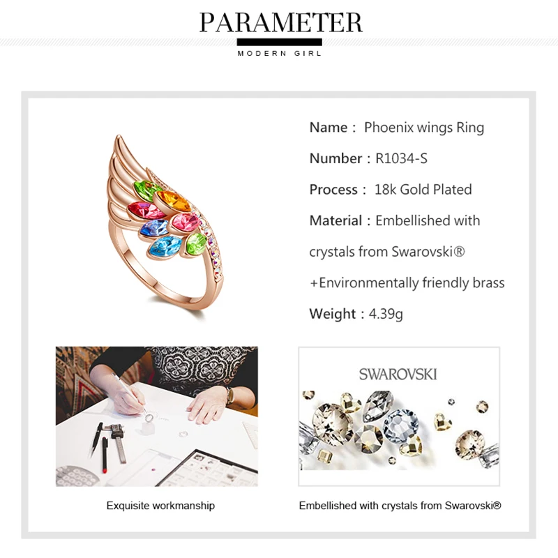 Женское кольцо BOSCEN украшенное Австрийскими кристаллами подарок на день рождения