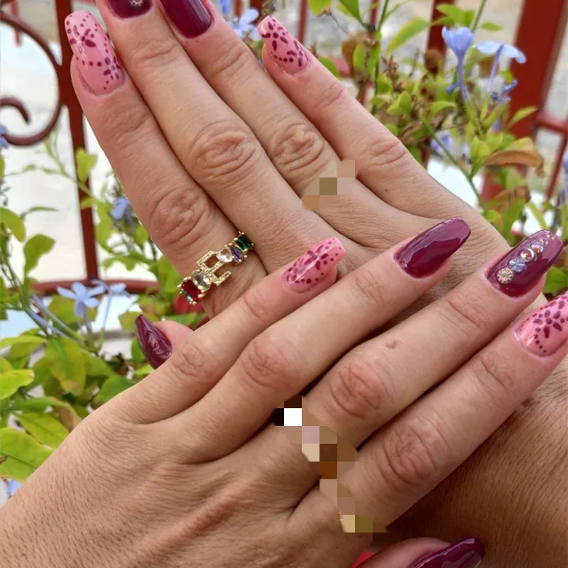 

26pcs/Set Cubic Zirconia Letter Initial Rings Gothic Jewelry Gold A-Z Alphabet Ring For Women Wedding Gift Rainbow Anillos Mujer