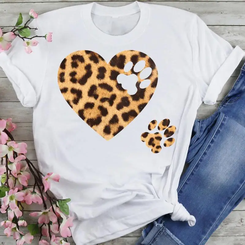 

Женская летняя футболка с коротким рукавом и принтом «Собачья лапа»