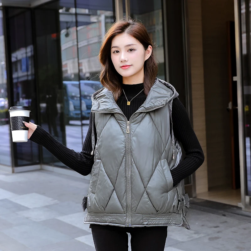 

ISENMAL Spring Autumn 2021 Women Vest Cotton Waistcoat Plus Size 3XL Long Section New Slim Padded Coat Student Cloghing