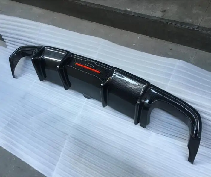 Rear Diffuser Кабул Настоящее карбоновое волокно передний задний бампер диффузор для губ с боковой юбкой для Audi A6 S6 RS6 Avant Allroad - Цвет: Rear Diffuser