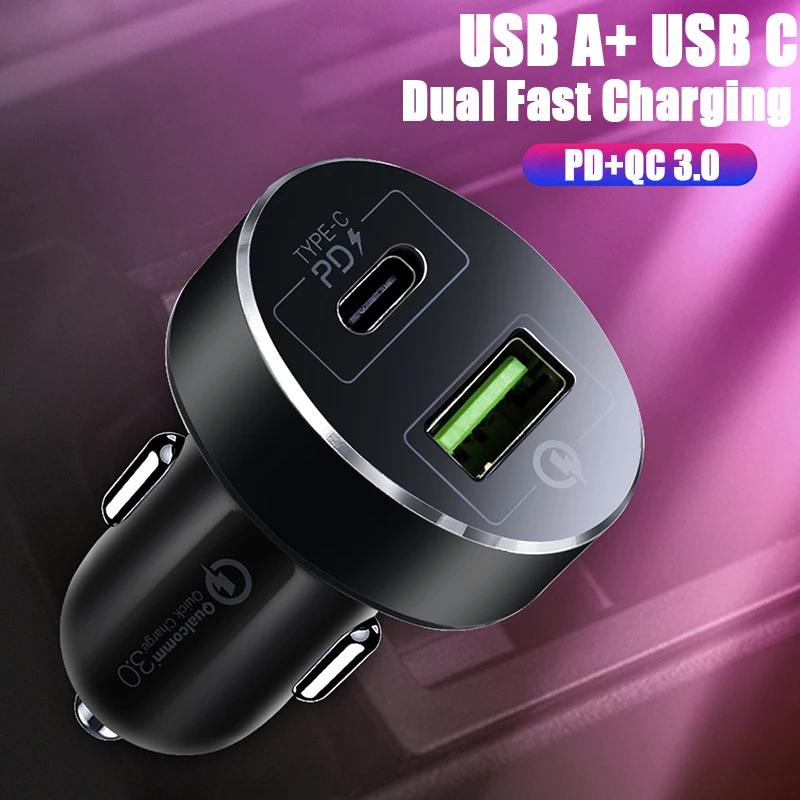 Автомобильное зарядное устройство Type C PD QC 3 0 36 Вт USB мини для быстрой зарядки 1A1C