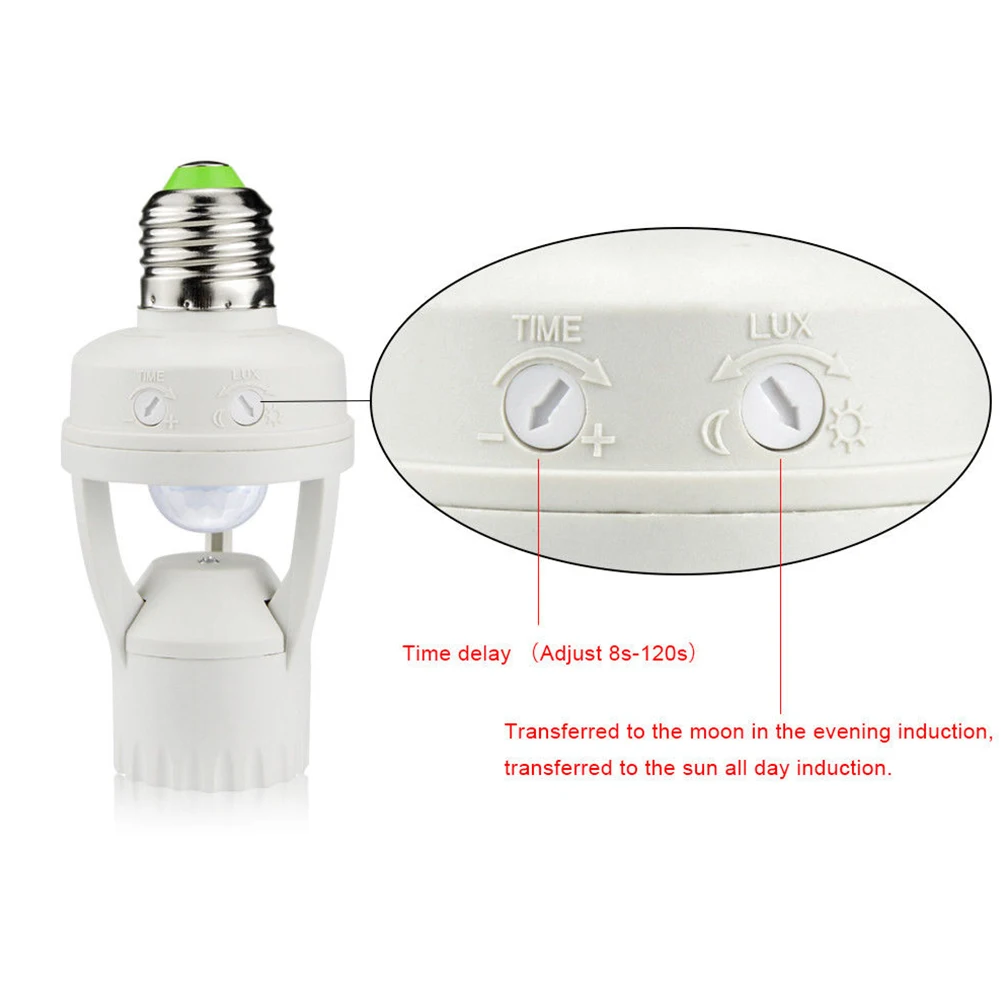 

Switch LED Light Lamp Socket 360 Degrees Automatic Screw Sensor E27 Adjustable Accessories Home Infrared Motion Practical Holder