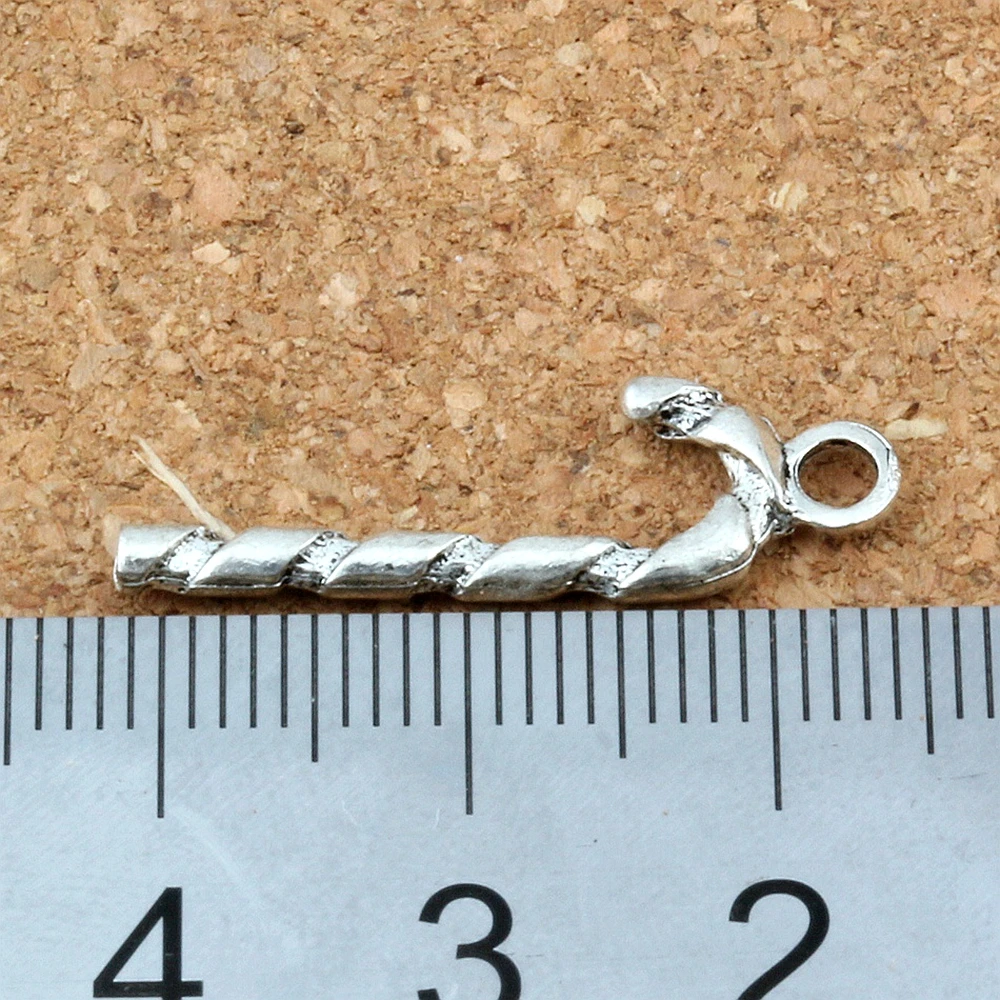 

200Pcs/Lot Antique Silver Christmas Cane Alloy Charms Pendants For Jewelry Making, Earrings, Necklace And Bracelet 15.5x21mm
