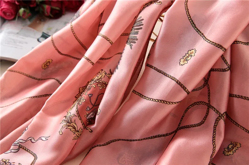 

free shipping women silk scarf female chain printed scarves ladies beach wrap chiffon shawl soft sunscreen shawl foulard muffler
