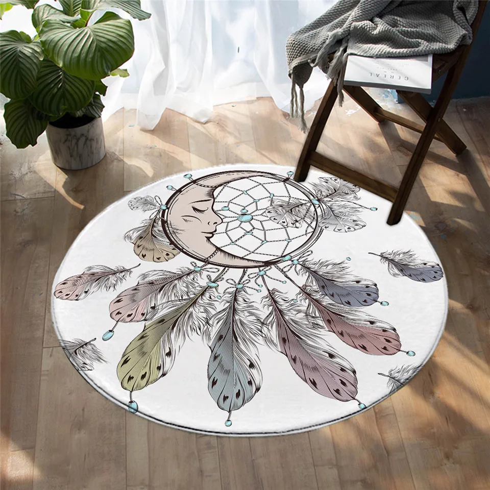 BeddingOutlet Dreamcatcher Area Rug for Bedroom Moon Large Carpet Feather Print Rectangle Floor Mat Anti-slip Home Decor 152x244 | Дом и сад