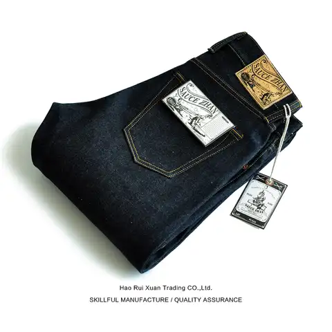 Мужские джинсы Saucezhan 316XX-18OZ, с кромкой, прямые, плотные, винтажные, для осени и зимы