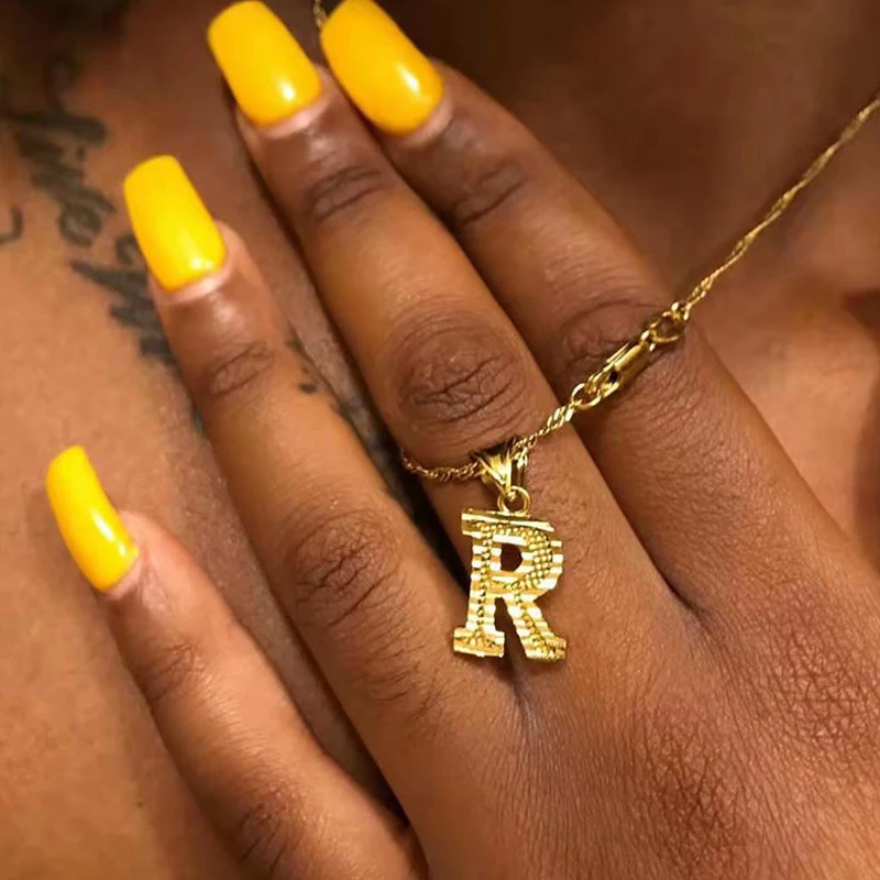 

Stainless Steel Gold Letter Capital Letter Pendant A-Z 26 Initial Letter Necklace Fashion Pendant Necklace Gift For Friends