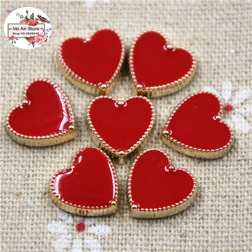 red 50pcs 50 шт. 12,5 мм Сердце многоцветные плоские кнопки домашние фигурки для сада Кабошон Скрапбукинг DIY аксессуары - Цвет: red 50pcs