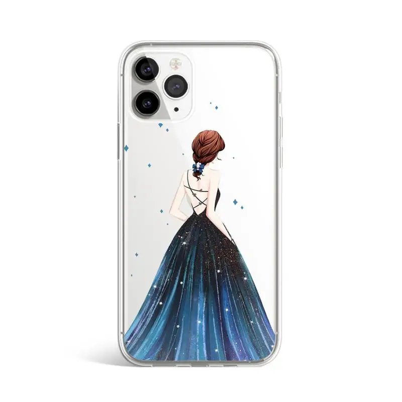 

Dress wedding girl Phone Case Transparent for iPhone 11 12 mini pro XS MAX 8 7 6 6S Plus X 5S SE 2020 XR