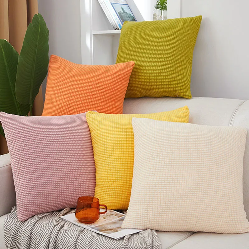 

Elastic Cushion Cover 45*45cm Solid Color Sofa Cushions Office Pillow Cases Four Seasons Pillowcase Home Decor Pillow Covers