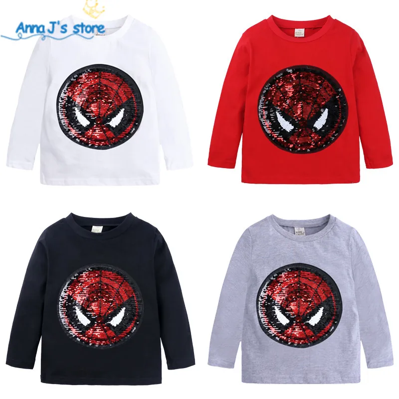 1 шт. Детская Хлопковая футболка с пайетками ZX390|Футболки для мальчиков| |