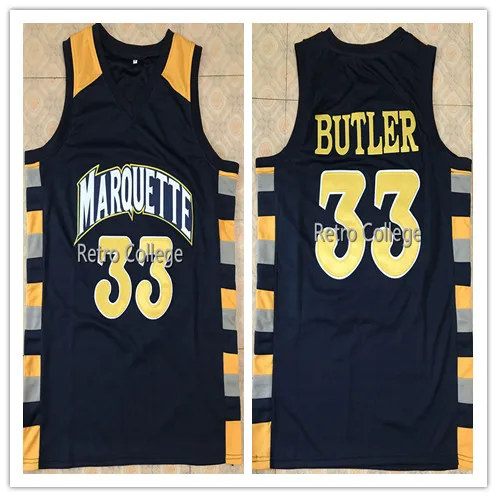 

#33 Jimmy Butler College Marquette Golden Eagles Retro Basketball Jersey Stitched Customize any name and number