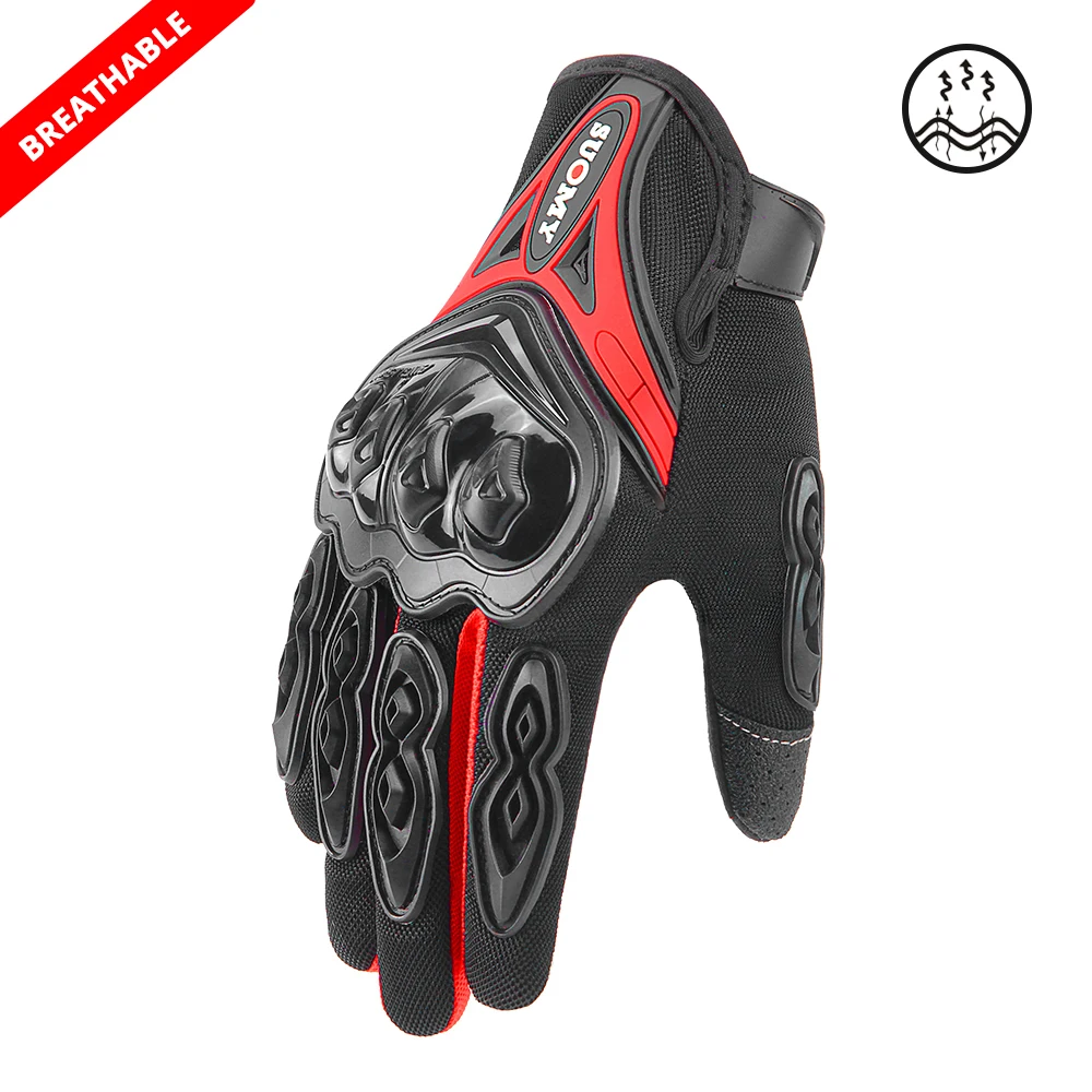 SU-10 RD Breathable SUOMY Motorcycle Gloves Men Waterproof Windproof Winter Guantes Moto Gloves Touch Screen Motorbike Riding Gloves - Color: SU-10 RD Breathable