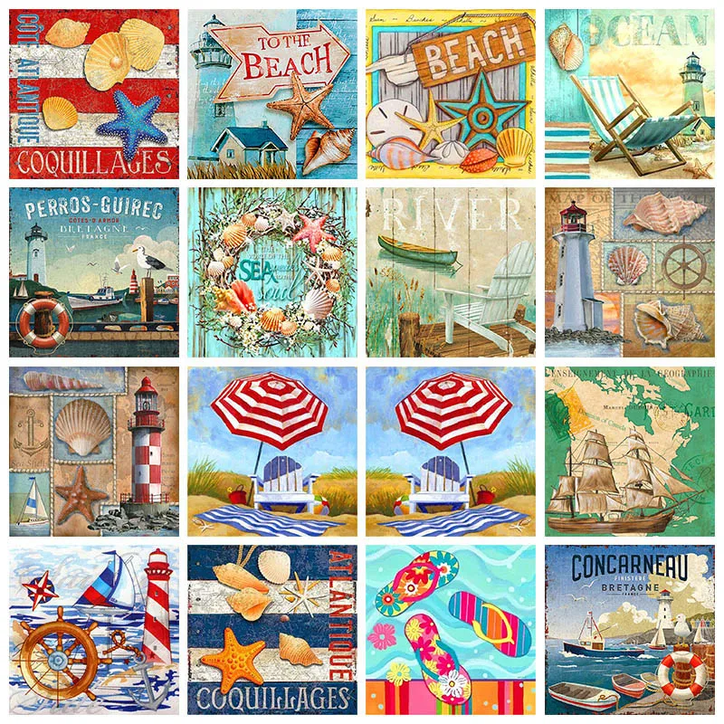 

Набор для алмазной вышивки «сделай сам» с изображением морского пляжа