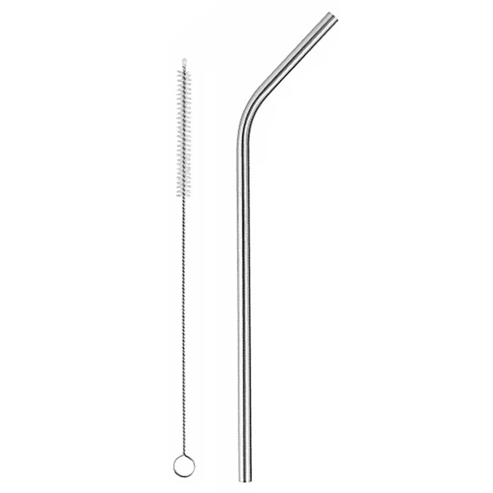 1 straw 1brush Аксессуары для бара, портативная складная многоразовая щетка для чистки, металлические стальные соломинки для питья, вечерние, изогнутые, для путешествий, силиконовый чехол - Цвет: 1 straw 1brush