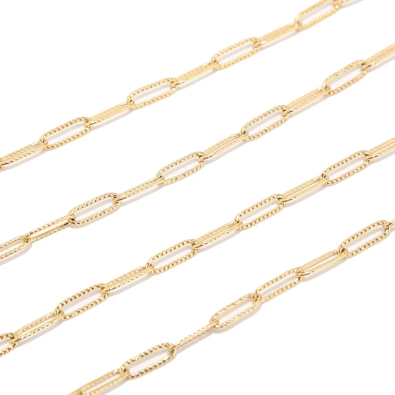 Золотистая звеньевая цепь из нержавеющей стали для изготовления ожерелья