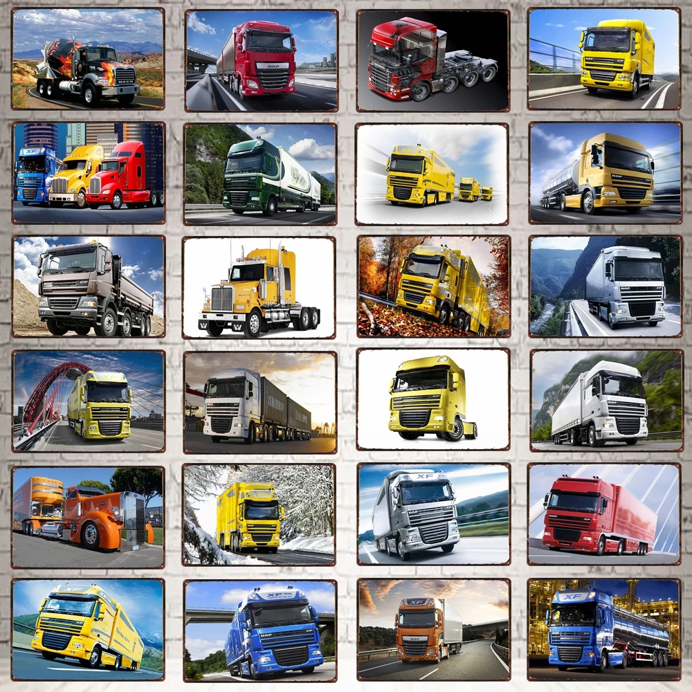 [Yzfq] грузовик, винтажные металлические оловянные знаки, ретро пластина, потертый постер Chi, настенный магазин, домашнее искусство, гаражный декор, 30x20 см