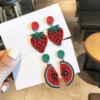 simple chic fruit dangle earrings cute strawberry watermelon drop earrings for women fashion romantic jewelry party gifts