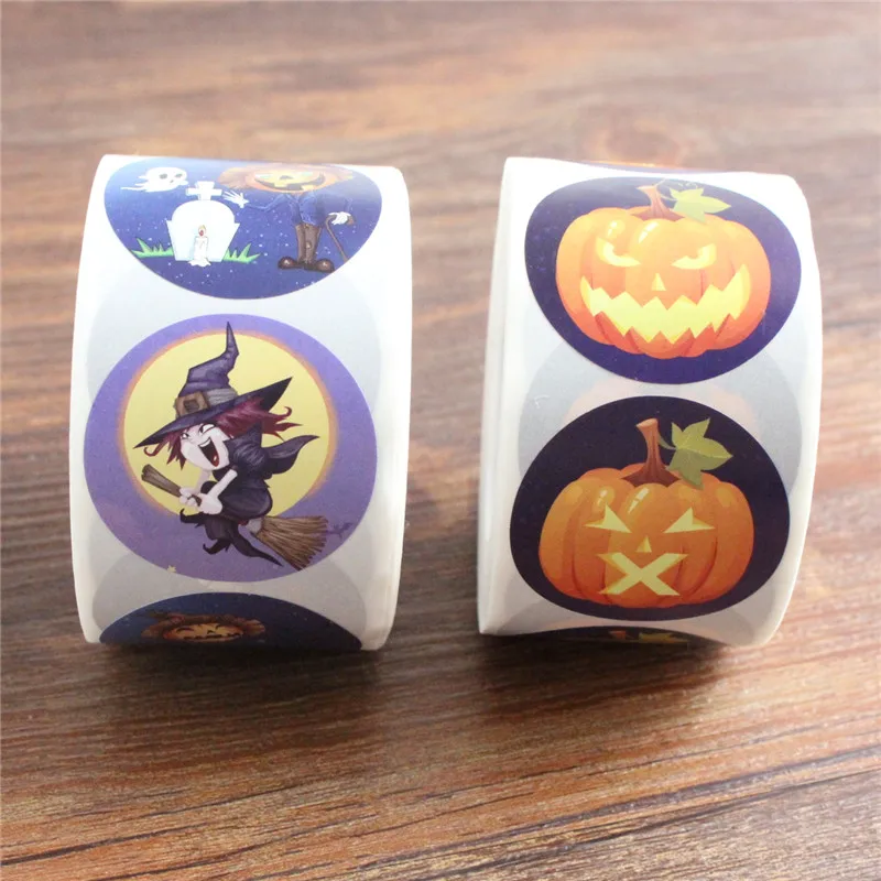 

500 Pcs Halloween Stickers 1.5 Inch Multiple Labels Envelope Seals New Year Party Gifts Decoration