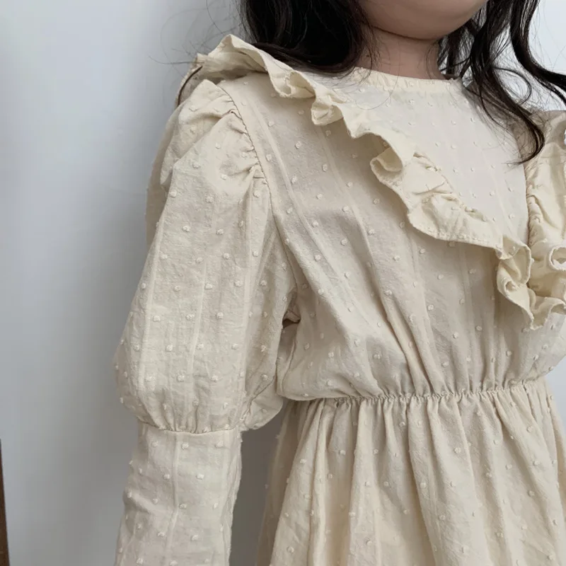 Осень 2019 детское платье для девочек корейская мода винтажная детская одежда с