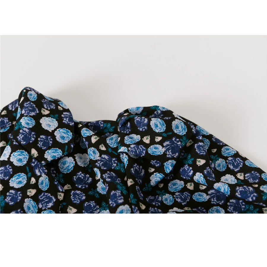 

2021 summer french retro short sleeve long dress floral print skirt bishop sleeve lace up dresses for women