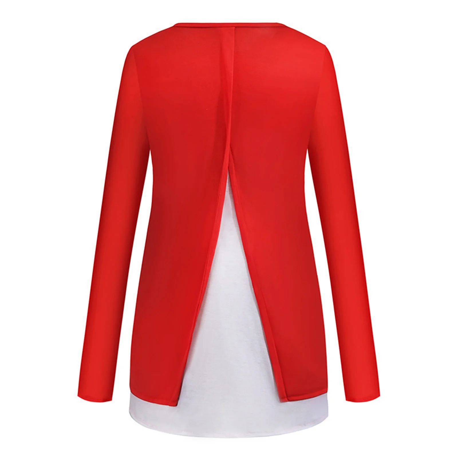 

Female T-Shirt, Snowflake Santa Clause Print Round Neck Long Sleeve Pullover Tops for Women, Red