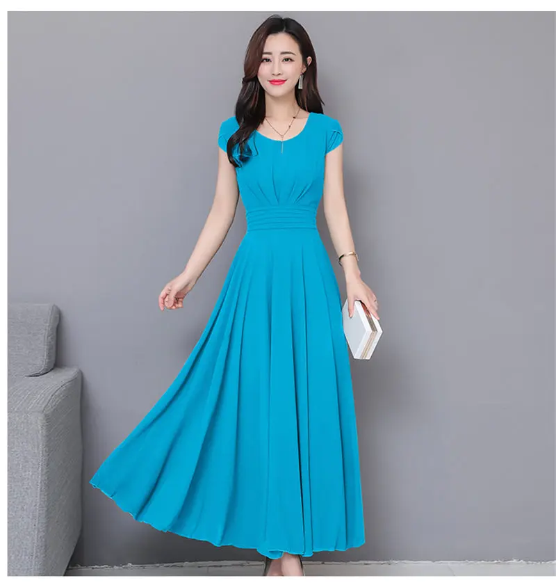 Женское шифоновое пляжное платье с рукавом бабочкой и круглым вырезом|Женские