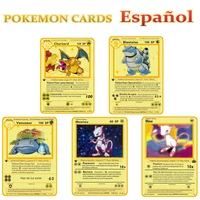 5pcsset new spanish pokemon cards gold metal pikachu charizard anime limited edition cards collection gift game card