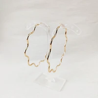 good quality wave hoop earrings polygon flowers charming popular trendy medium gift lovly punk big female show party gold 020